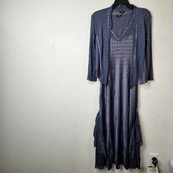 Komarov 2 piece dress and jacket set lavender blue ombré Size Small - Picture 2 of 11